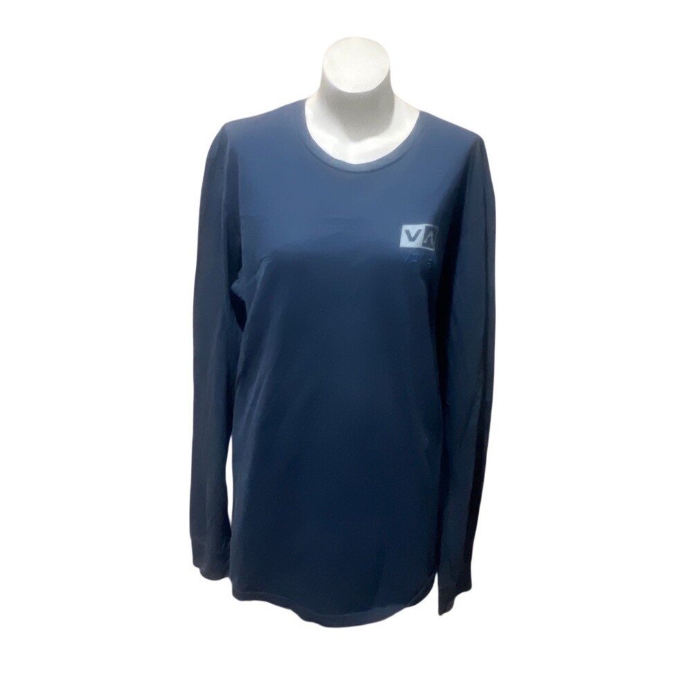 RVCA T-Shirt Men'XL Size XL Blue Long Sleeve Crew Neck Left Chest Logo Tee